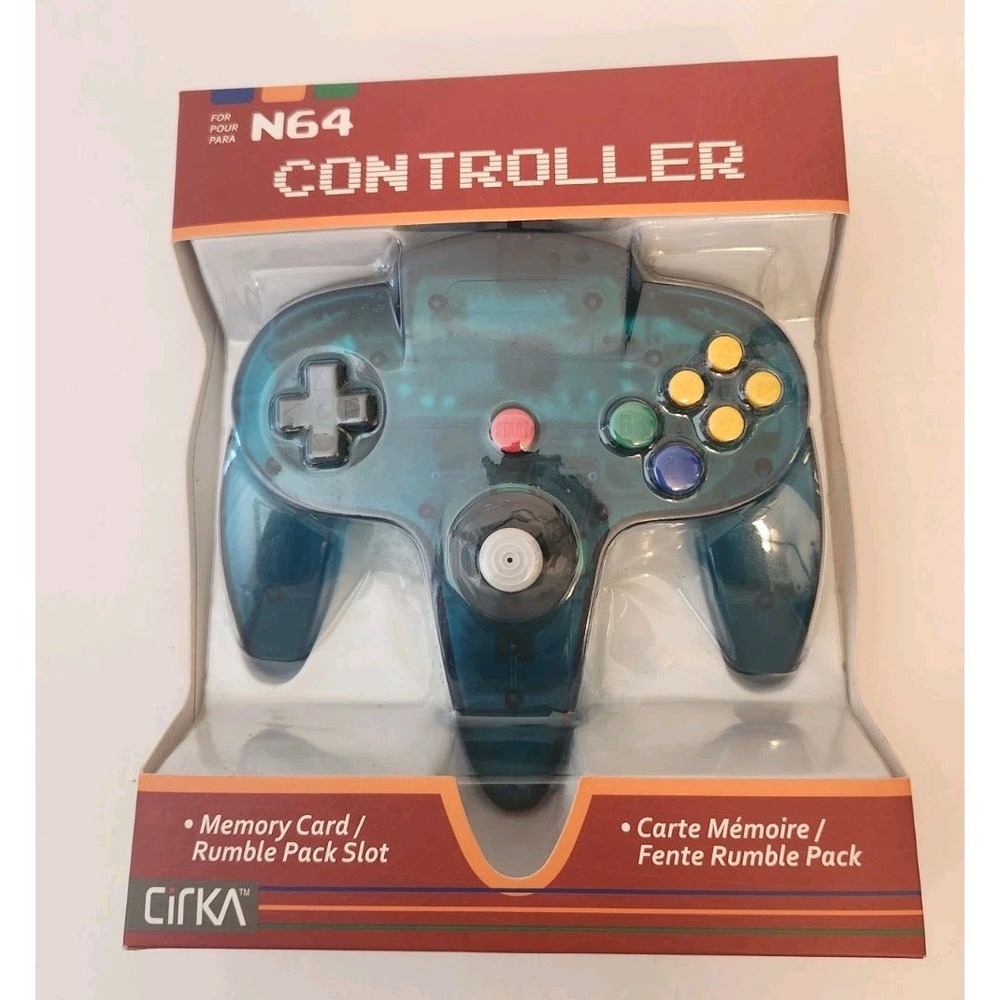 New Cirka Nintendo N64 Replacement Controller - Clear Teal Turquoise Ice Blue